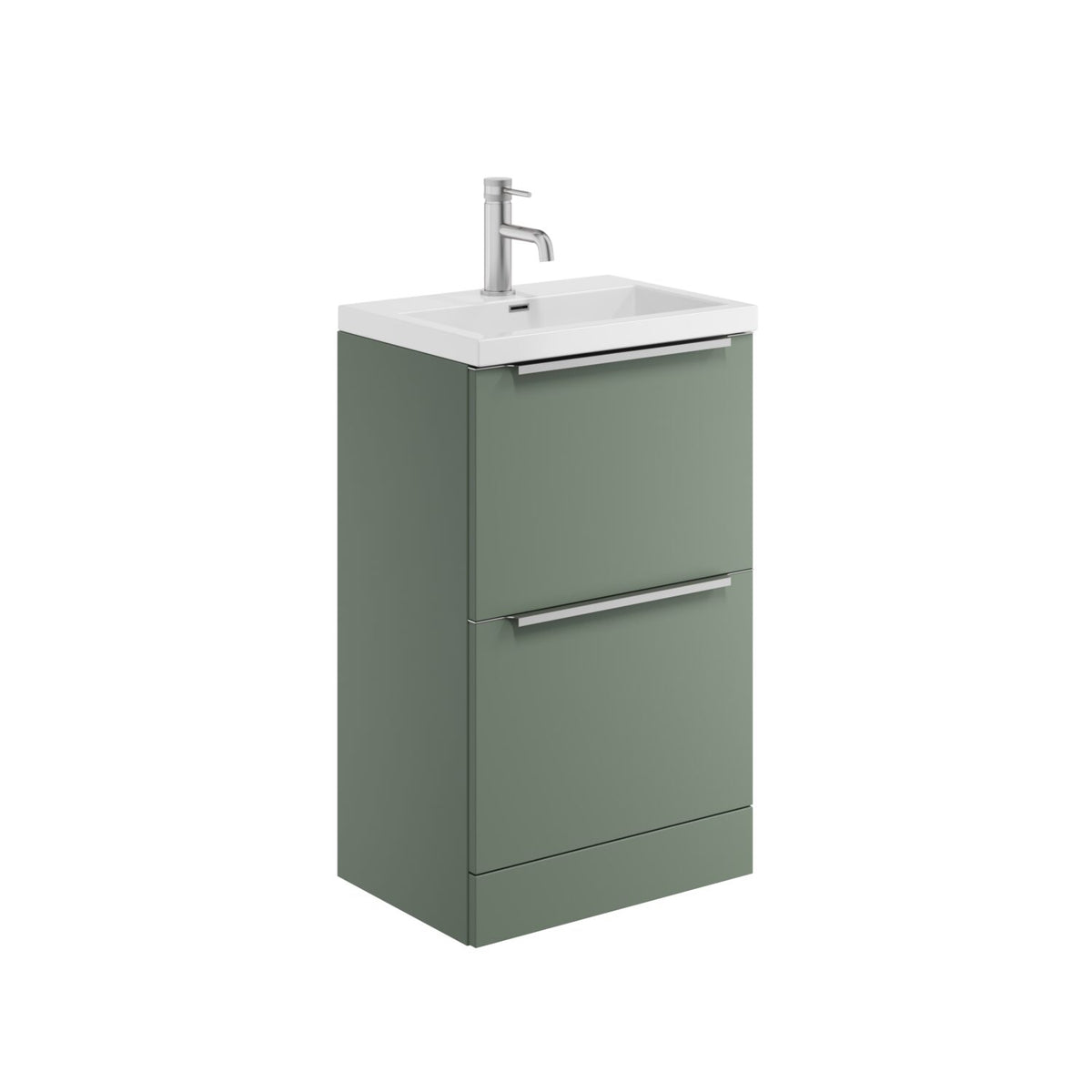 Velora 2 Drawer Freestanding 500 Vanity Unit & Basin - Reed Green