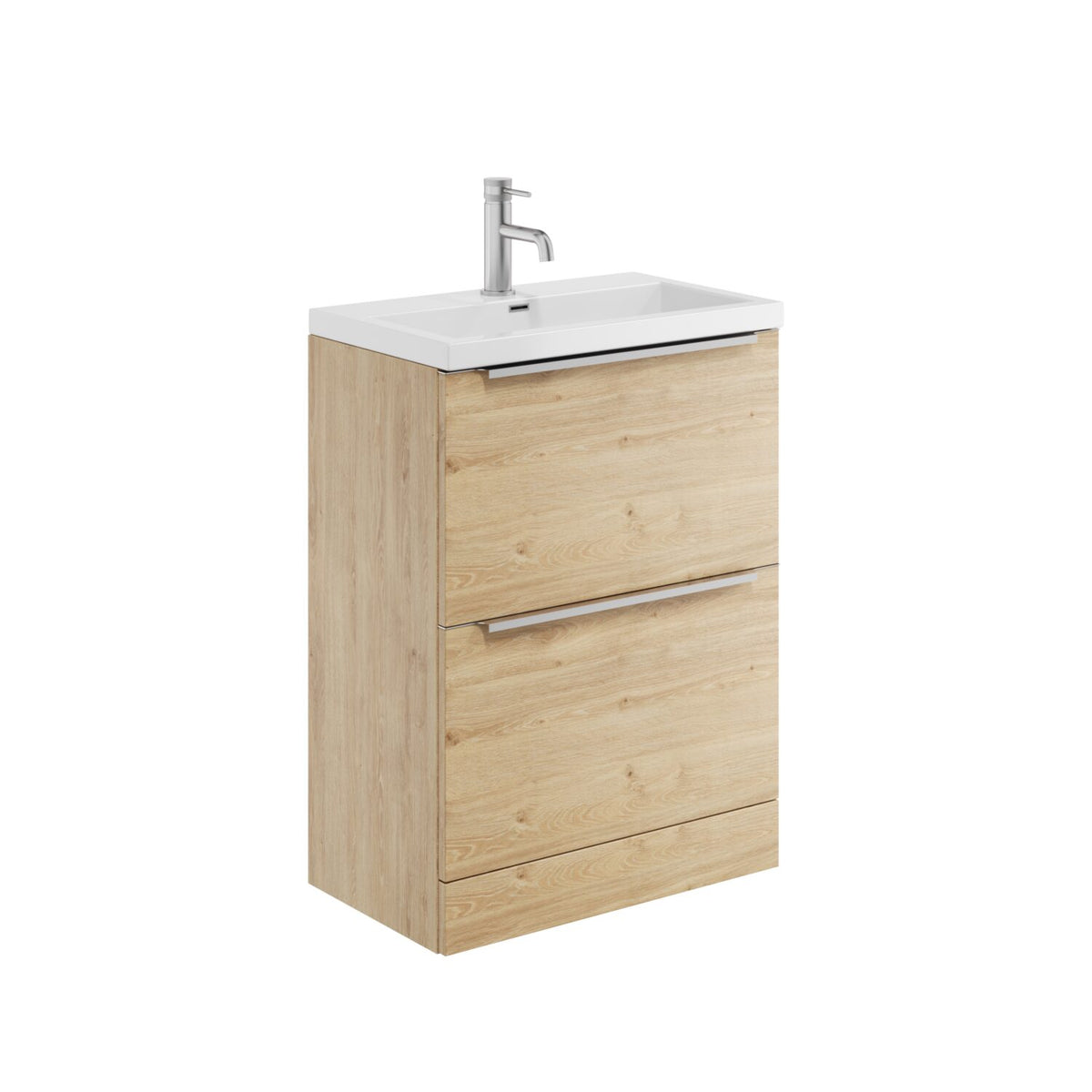 Velora 2 Drawer Freestanding 600 Vanity Unit & Basin - Davos Oak