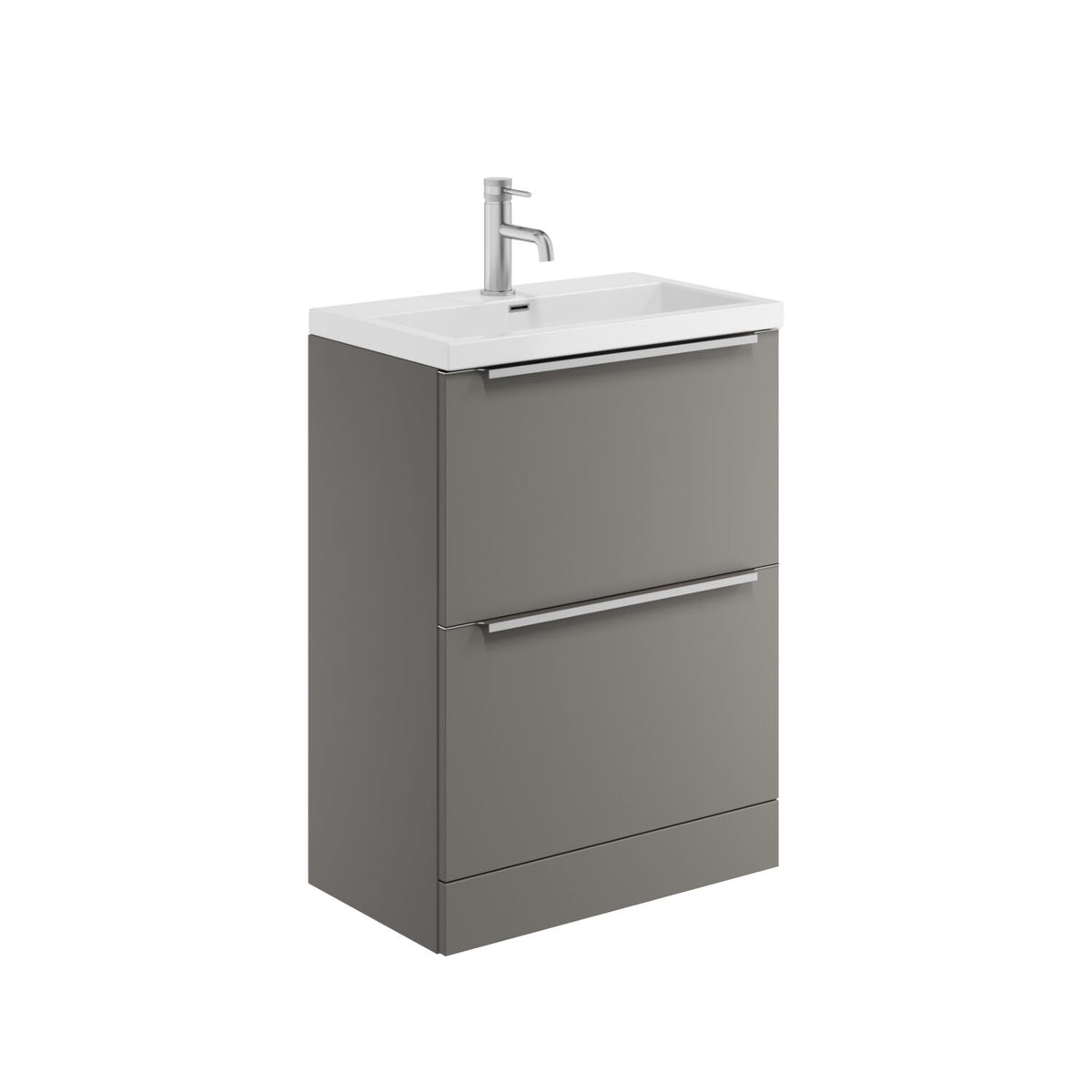 Velora 2 Drawer Freestanding 600mm Vanity Unit & Basin - Dust Grey