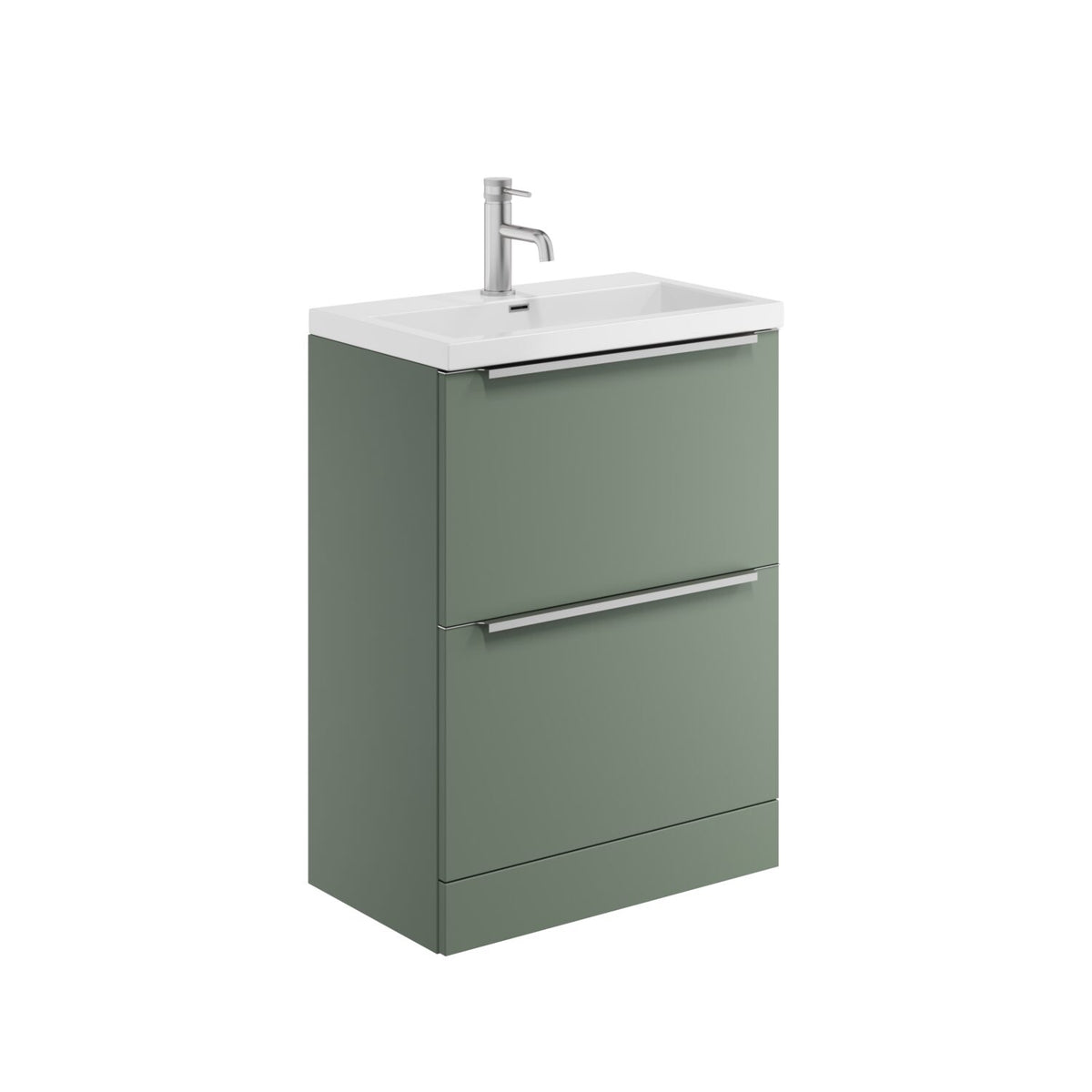 Velora 2 Drawer Freestanding 600mm Vanity Unit & Basin - Reed Green