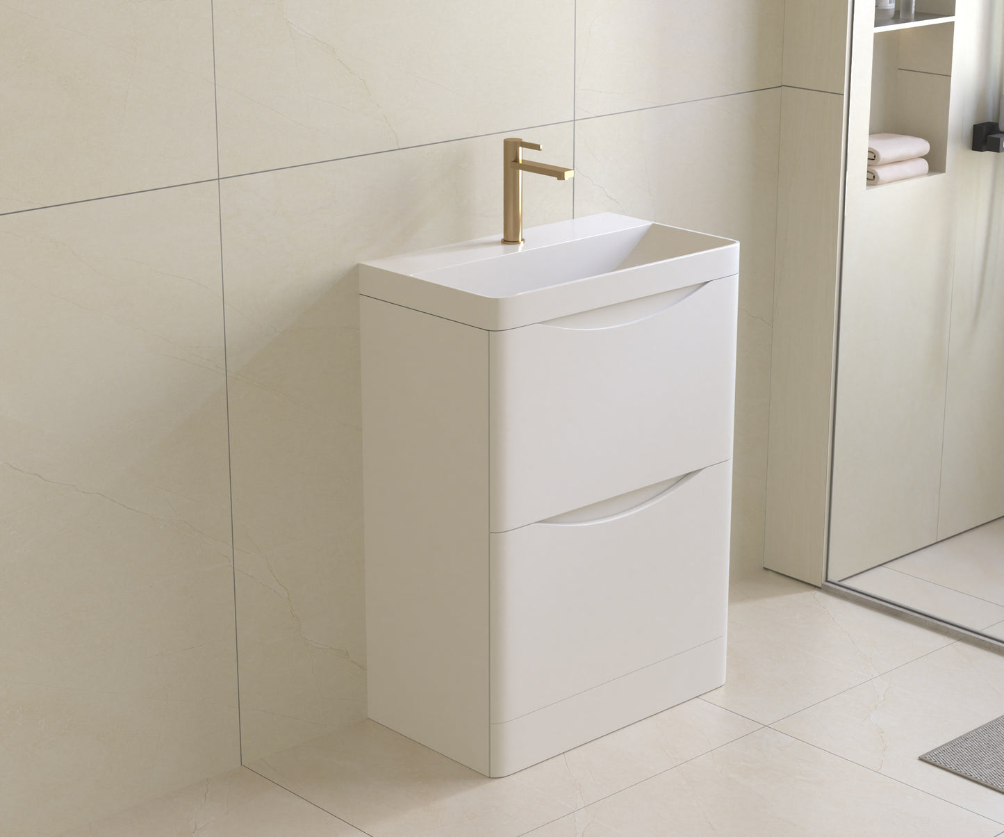 Onda - 600mm 2 Drawer Floorstanding Vanity unit & Ceramic Basin