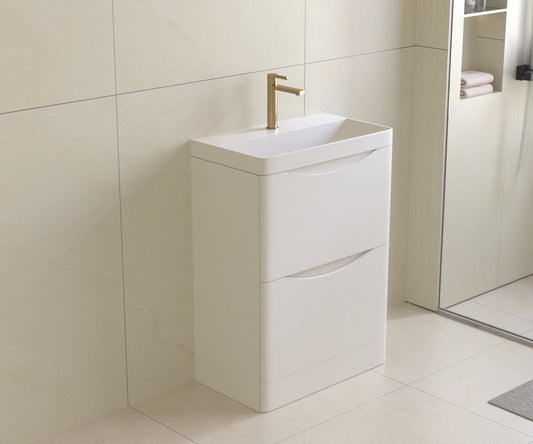 Onda - 600mm 2 Drawer Floorstanding Vanity unit & Ceramic Basin