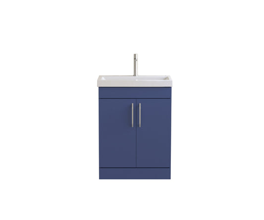Tela - 600mm 2 Door Floorstanding Vanity Unit & Ceramic Basin Matte Indigo Blue