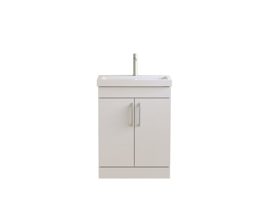Bordo - 600mm 2 Door Floorstanding Vanity Unit & Ceramic Basin Matte White