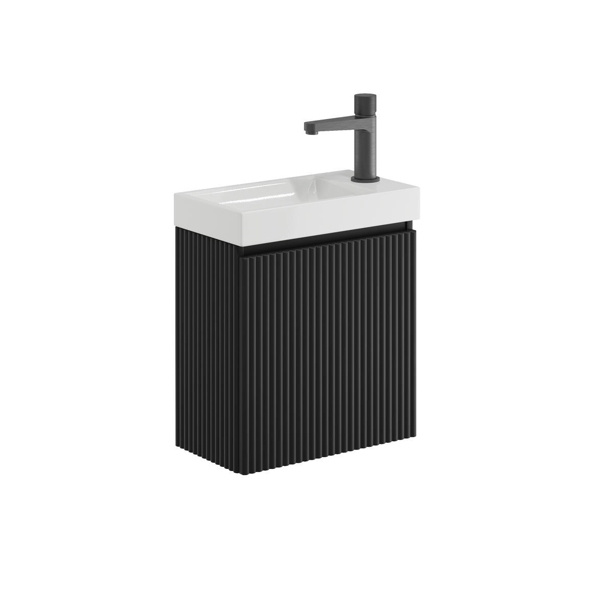 Saluzzo Cloakroom Vanity Unit & Basin - Matt Black