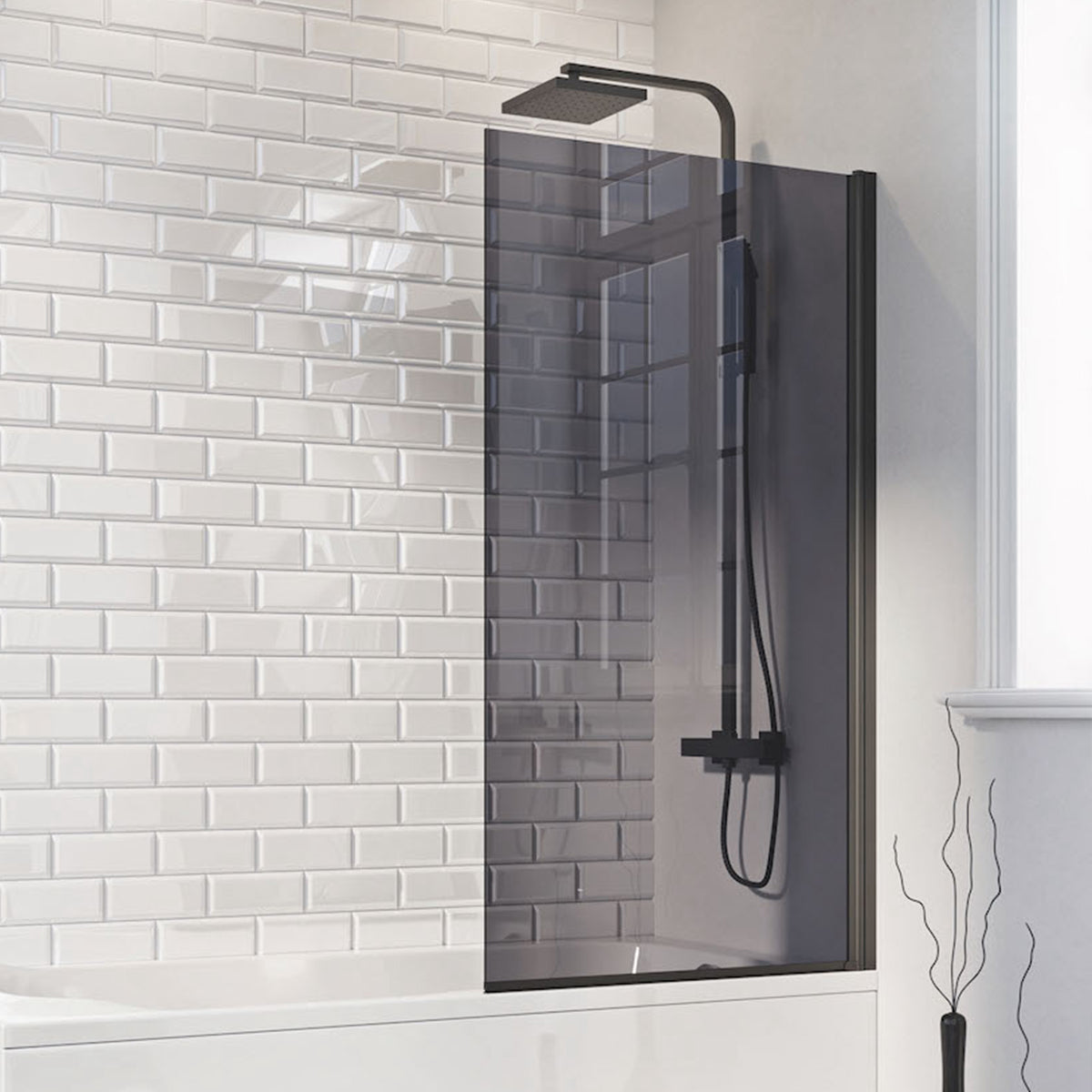 Sense6 Tint 800mm Bath Screen - Black