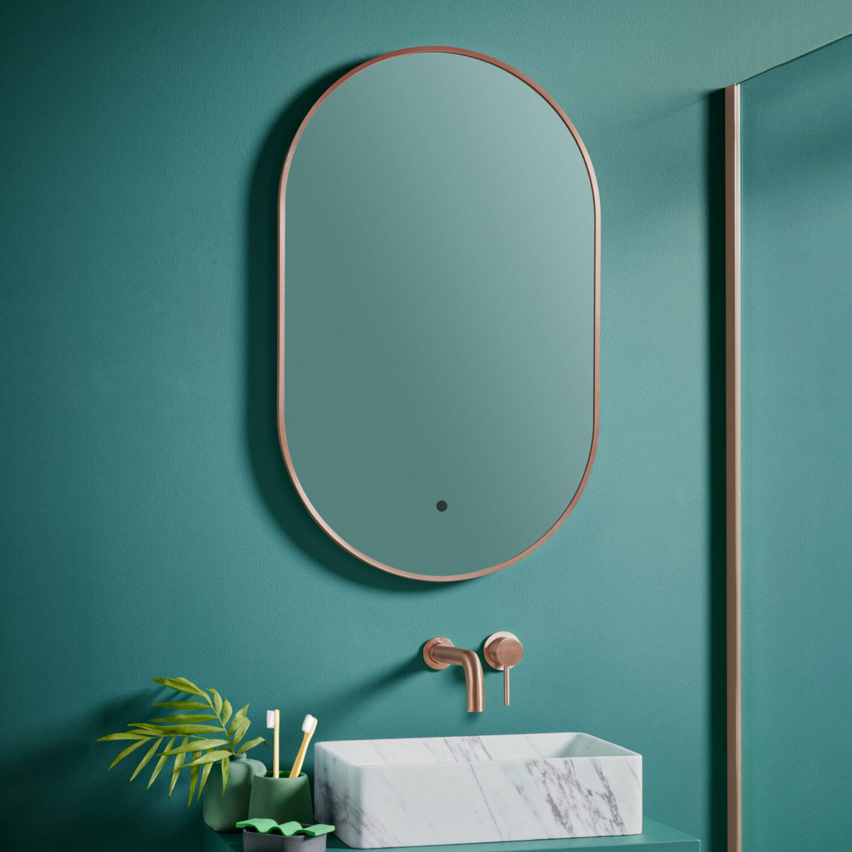 Toledo Oval Tablet LED Mirror - Brushed Bronze