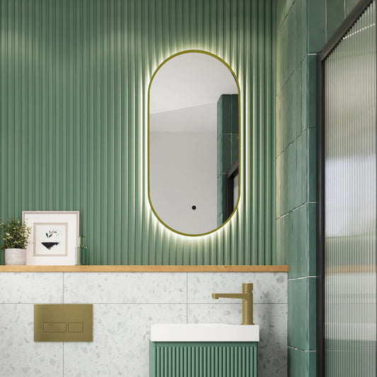 Toledo Oval Tablet LED Mirror - Brushed Brass