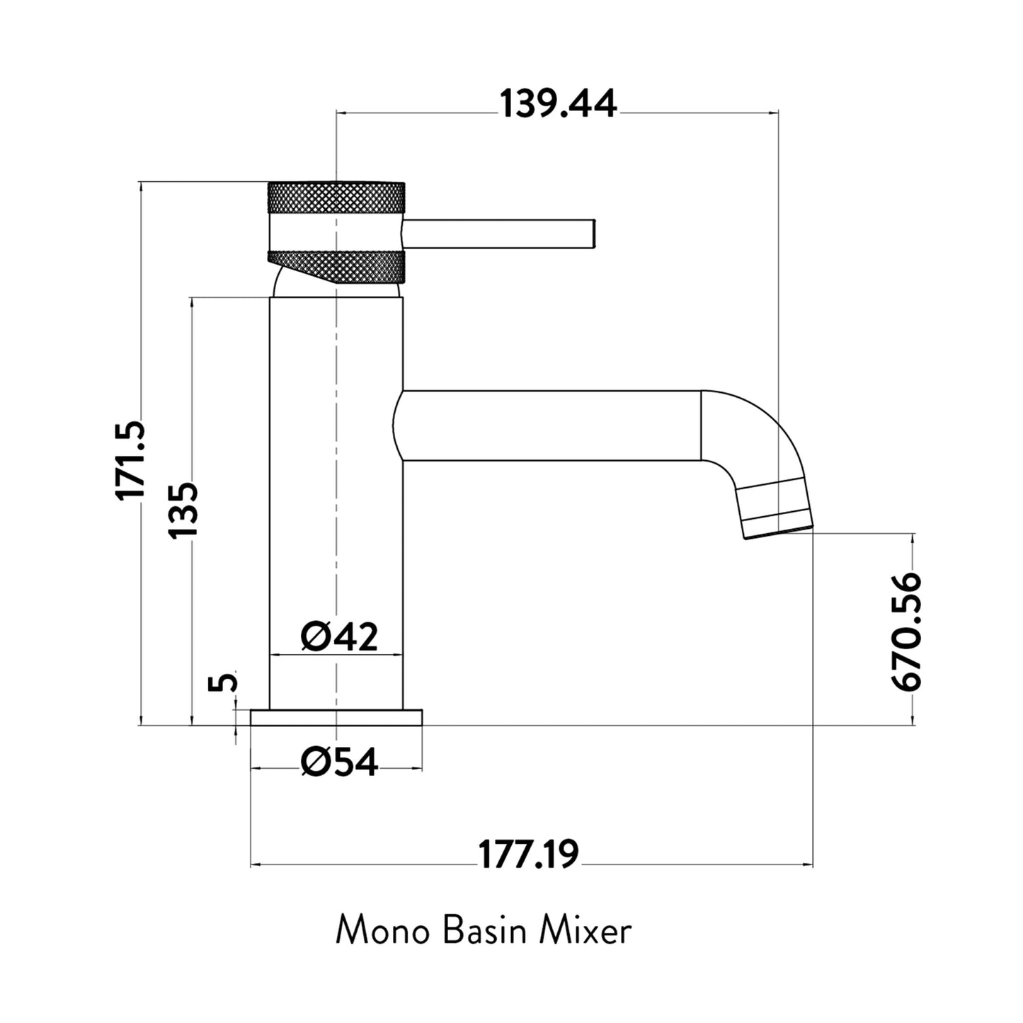Pinnacle Basin Mixer - Gun Metal