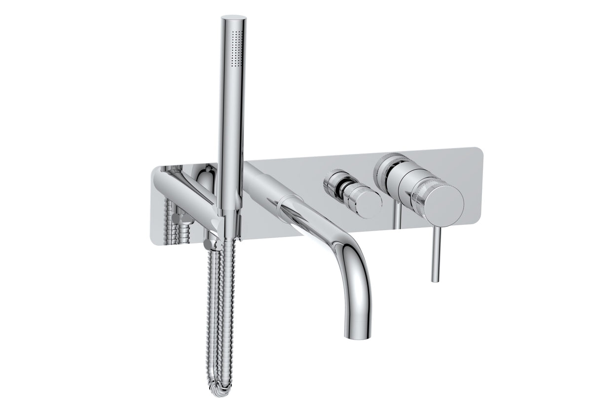 Pinnacle Wall Mounted Bath Shower Mixer - Brushed Nickel