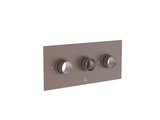 Pinnacle Shower Plate - 3 Outlets 3 Handles - Brushed Bronze
