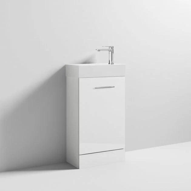 Mino 480mm Floorstanding Vanity Unit & Basin - Gloss White