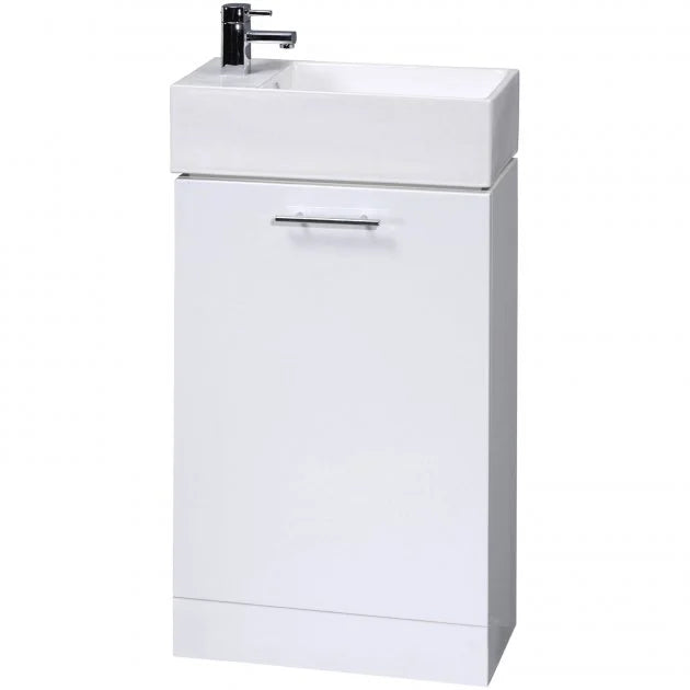 Mino 480mm Floorstanding Vanity Unit & Basin - Gloss White