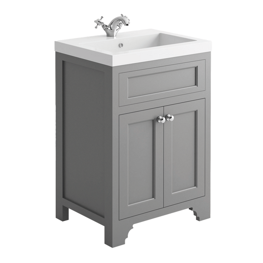 Carlton 600mm Floorstanding Vanity Unit & Basin - Grey