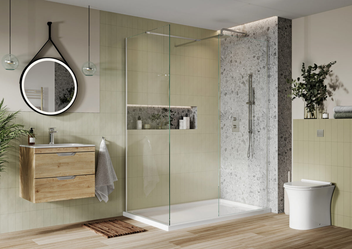 Alatri Fluted Wetroom Panel - Chrome profile