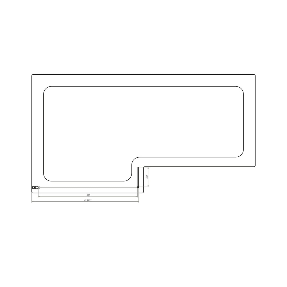 L-Shape Bath Screen - dimensions