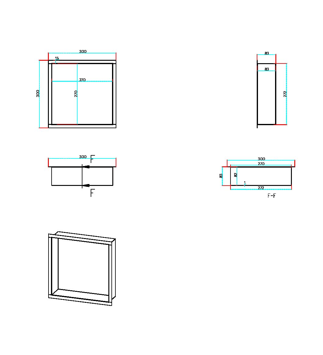 Inset Shower Niche 300x300mm – Brushed Brass