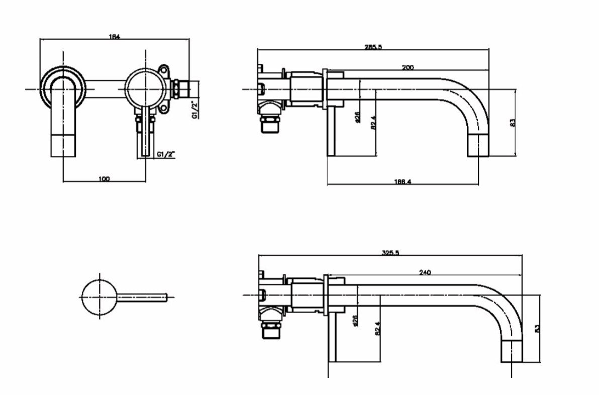 Pinnacle Wall Mounted Basin Filler - Brushed Bronze