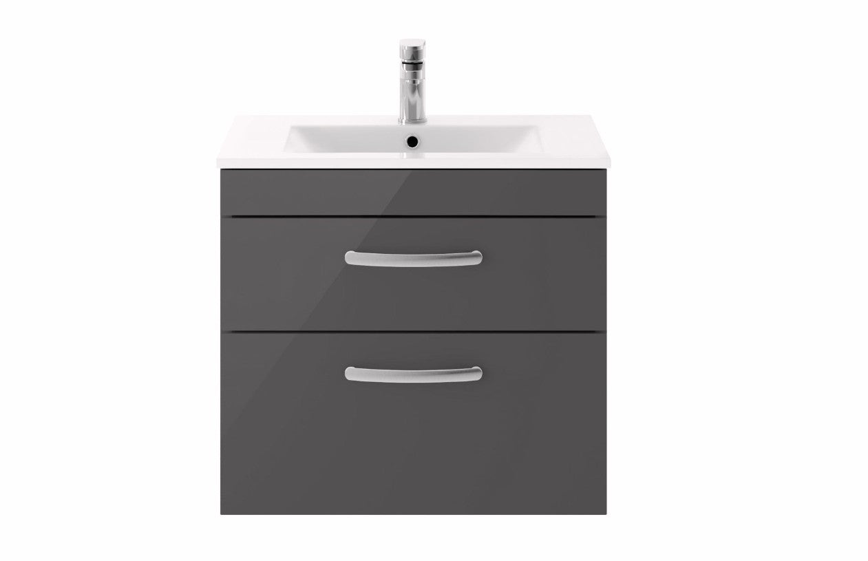 Lora 600mm Wall Mounted Vanity Unit & Basin - Gloss Anthracite