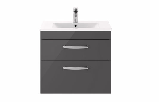 Lora 600mm Wall Mounted Vanity Unit & Basin - Gloss Anthracite