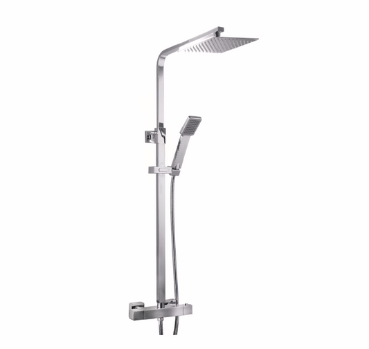 Vittorio Rosetti Square Thermostatic Rainhead Bar Mixer - Chrome