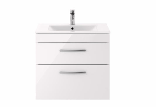 Lora 600mm Wall Mounted Vanity Unit & Basin - Gloss White