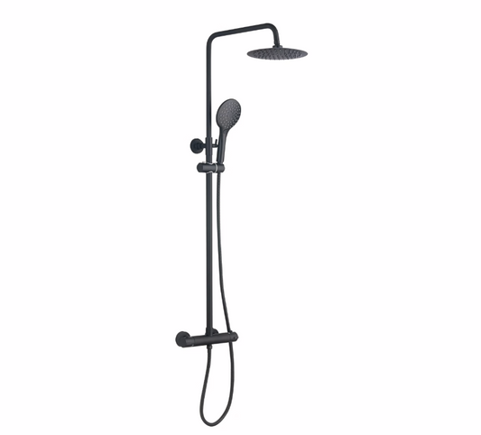 Vittorio Rosetti Signature Round Thermostatic Rainhead Bar Mixer Shower - Black