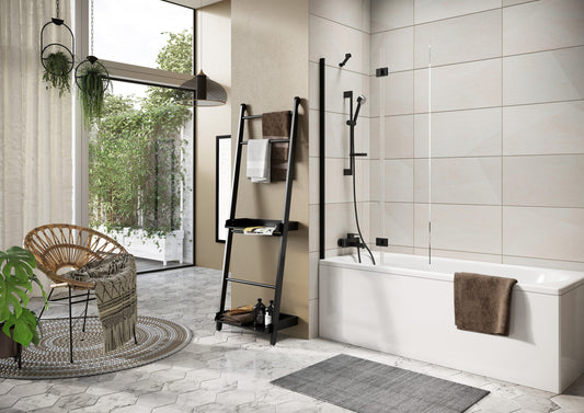 Ronda Outward Opening Bath Screen - Matte Black