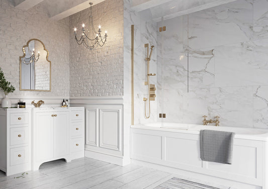 Ronda Inward Opening Bath Screen - Brushed Brass