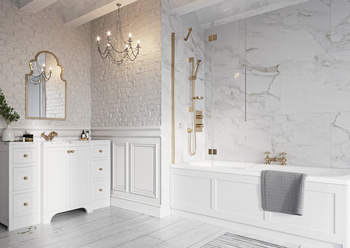 Ronda Outward Opening Bath Screen - Brushed Brass