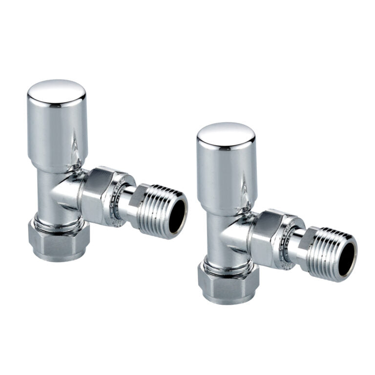 Radiator Valve Angled 15mm Pair - Chrome