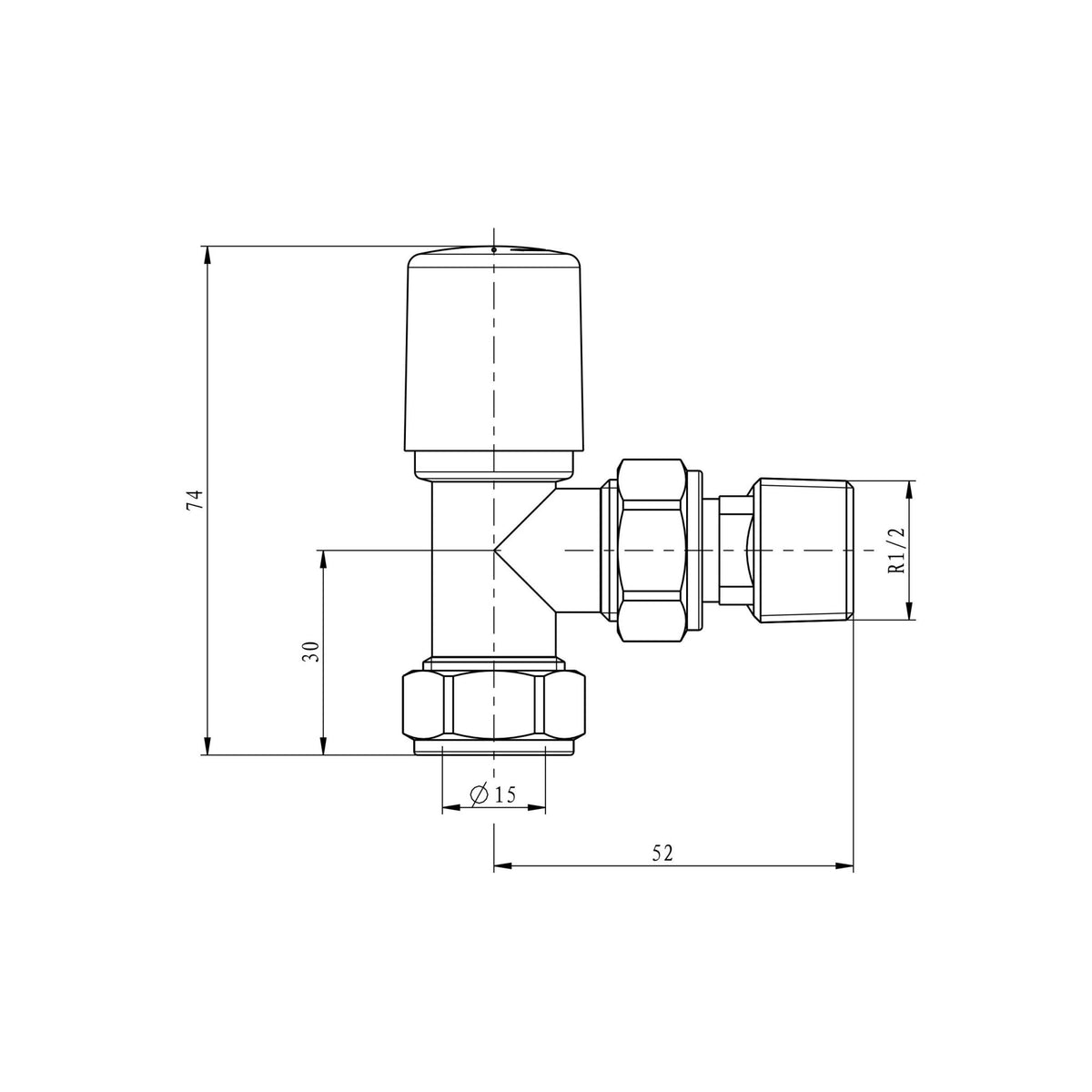 Radiator Valve Angled 15mm Pair - Chrome