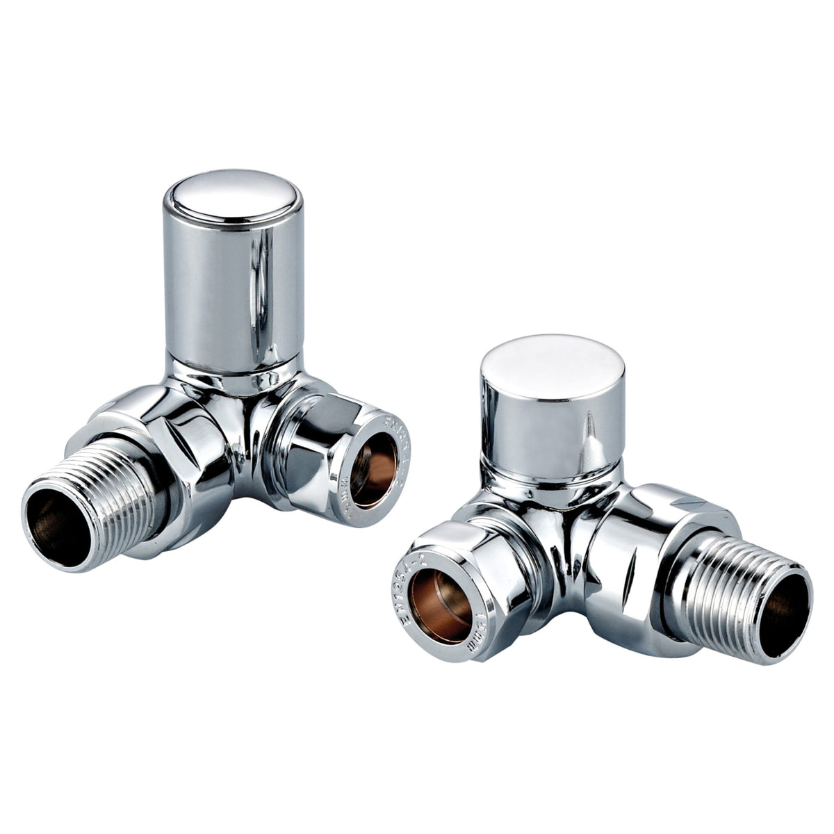 Radiator Valve Corner 15mm Pair - Chrome