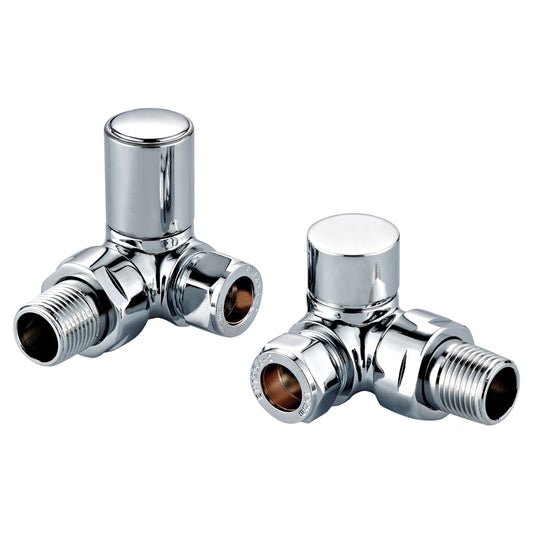 Radiator Valve Corner 15mm Pair - Chrome