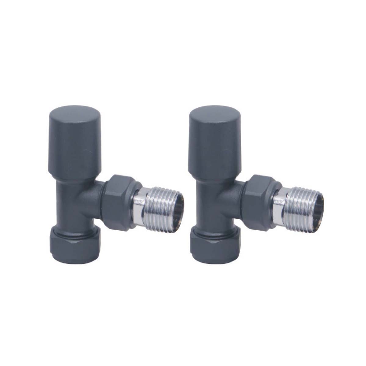 Radiator Valve Angled 15mm Pair - Anthracite