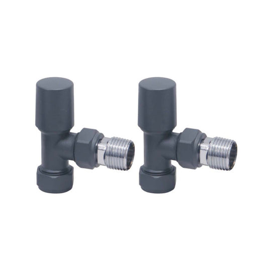 Radiator Valve Angled 15mm Pair - Anthracite