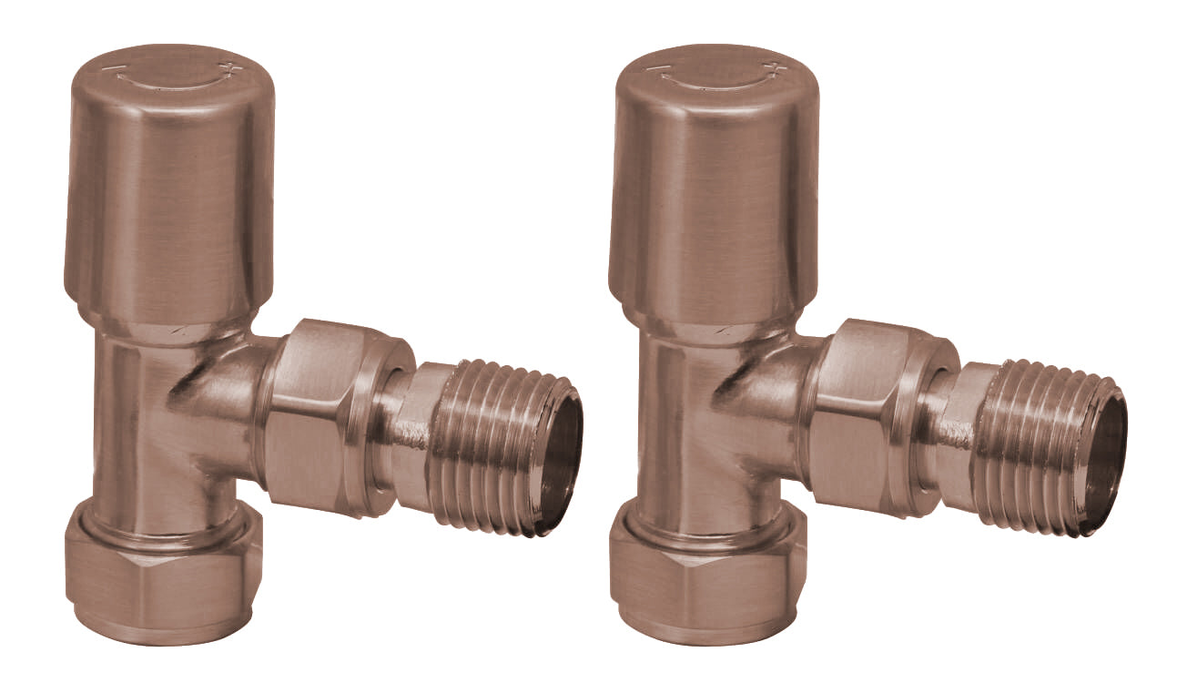 Radiator Valve Angled 15mm Pair - Brushed Bronze