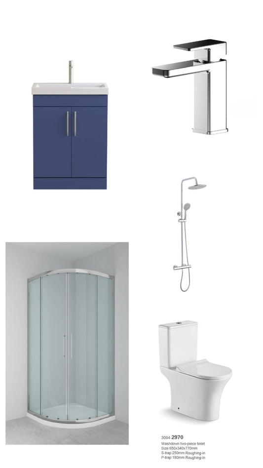 900mm Shower Enclosure Suite Deal - Indigo Blue (5 Piece Set)