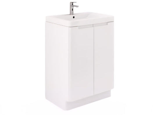 Vela 2 Door Floorstanding Vanity Unit & Basin - White Gloss