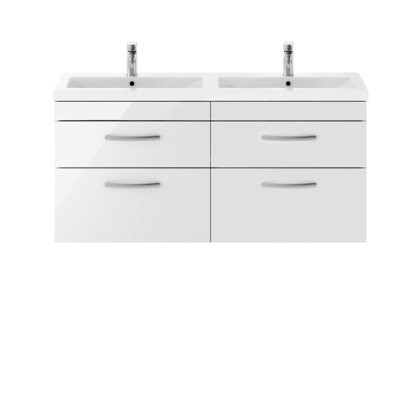 Emily 1200mm Double Wall Mounted Vanity Unit & Basin - Gloss White