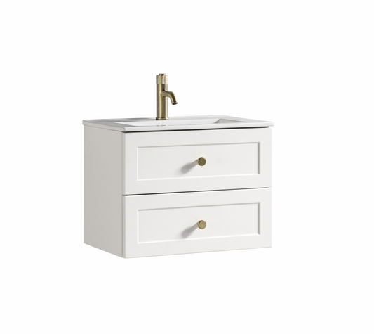 Modena 600mm 2 Drawer Wall Mounted Vanity Unit & Basin - white