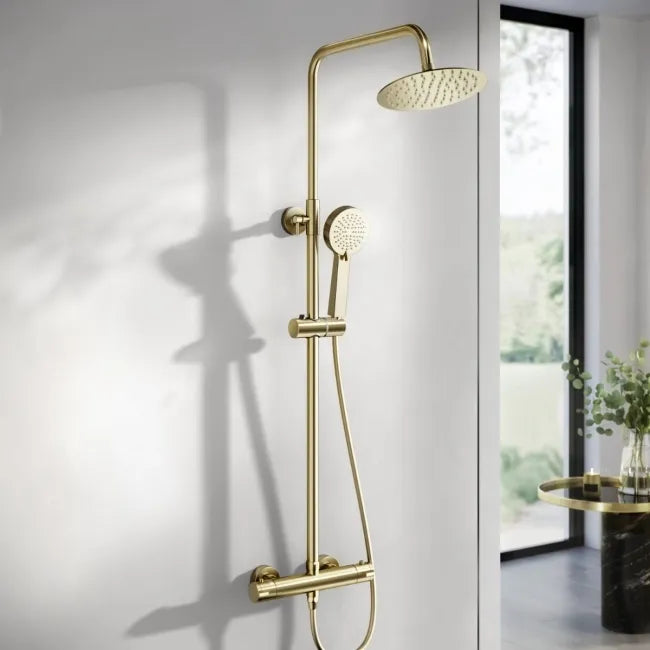 Eclipse Rainhead Bar Shower Mixer - Brushed Brass