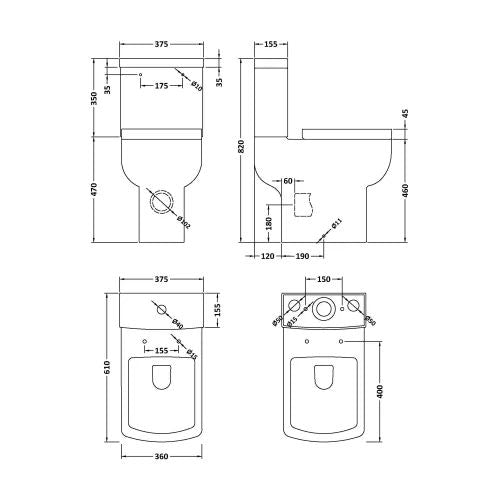 Brava Comfort Rimless Close Coupled Toilet & Seat
