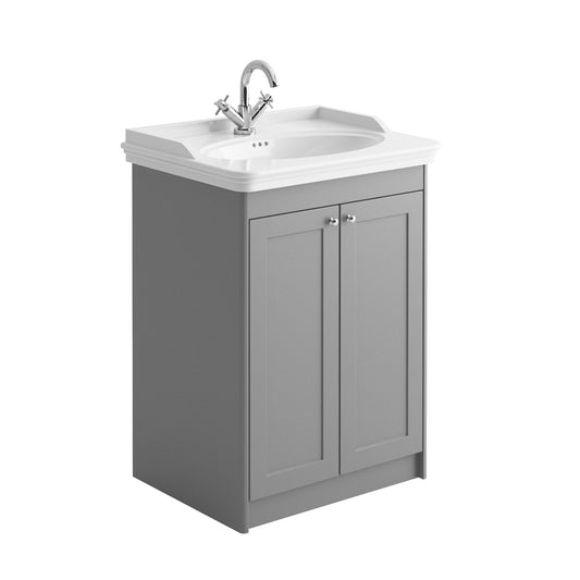 Carlton 600mm 2 Door Vanity Unit & Basin - Grey