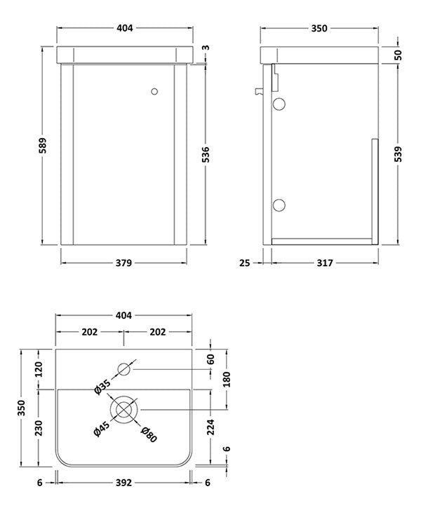 Alto 400mm Wall Mounted Vanity Unit & Basin - Gloss White