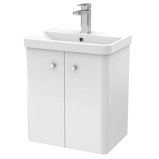 Alto 500mm Wall Mounted Vanity Unit & Basin - Gloss White