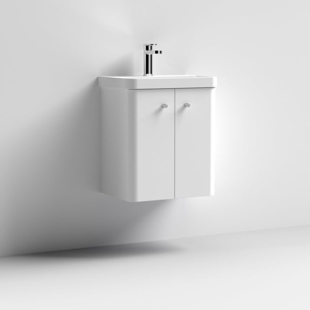 Alto 500mm Wall Mounted Vanity Unit & Basin - Gloss White