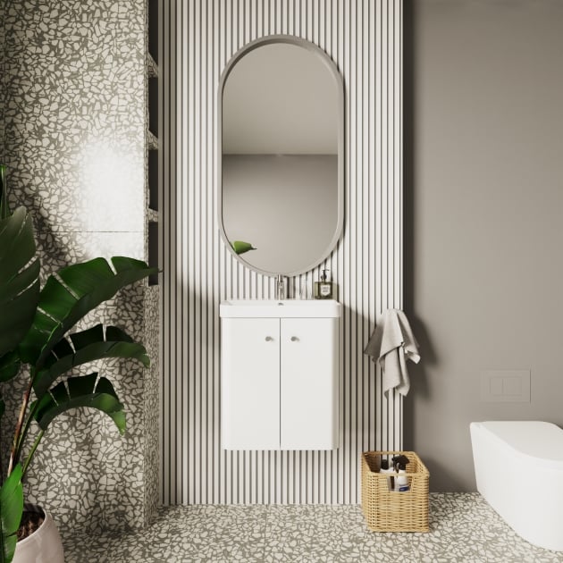 Alto 500mm Wall Mounted Vanity Unit & Basin - Gloss White