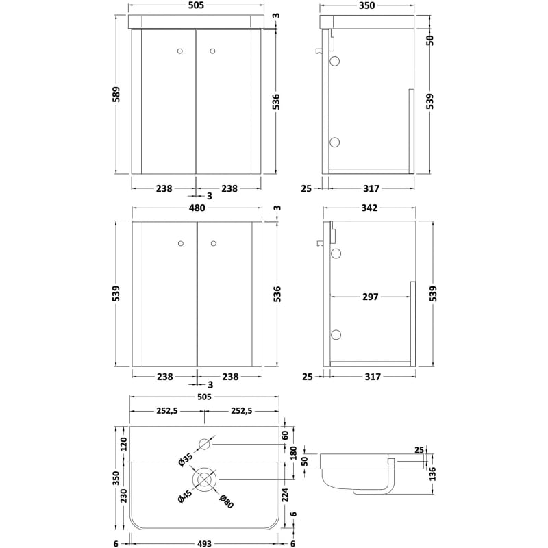 Alto 500mm Wall Mounted Vanity Unit - Anthracite