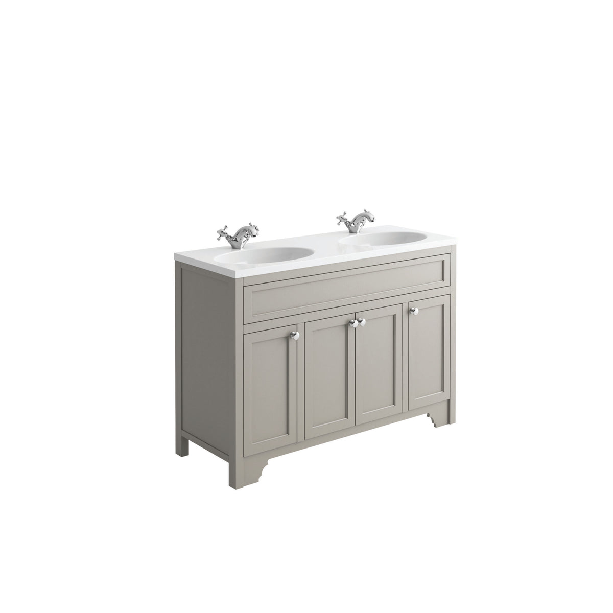 Kensington 1200mm Floorstanding Vanity Unit & Double Basin - Dove Grey